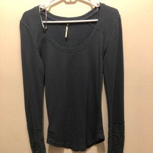 Teal Waffle Free People Long Sleeve